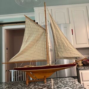 Vintage wooden sailboat 1895 Cup Racer